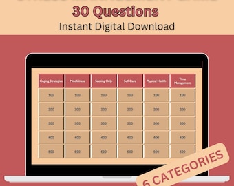 Stress Management Coping Skills Therapy Game | Virtual & Printable Counseling Activity for Groups and Individuals | Therapy Activity