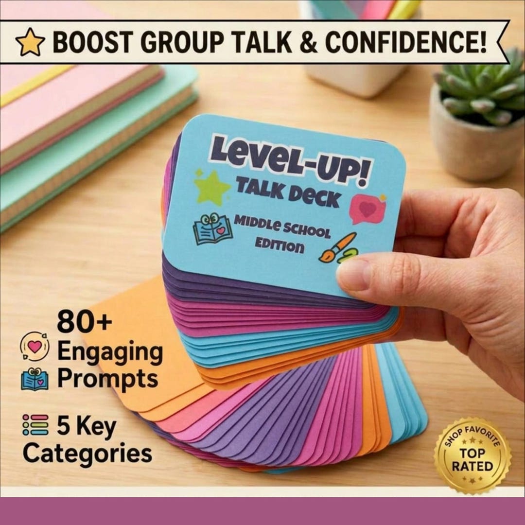 Middle School Conversation Cards for Teens | Therapy Conversation Cards ...