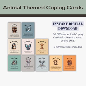 Healthy Coping Skills Coping Skills for kids School Counseling Animal Coping Skills Cards Positive Coping Skills Mental Health Therapy