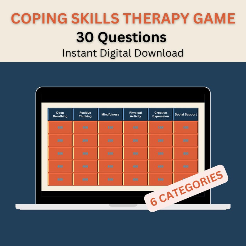 Coping Skills Game Therapy Game Counseling Game Virtual Game Group ...