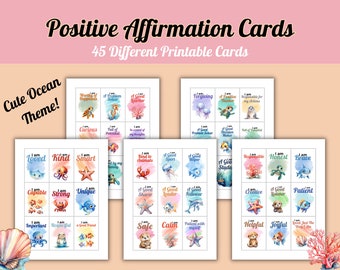 Ocean Animal Positive Affirmation Cards for Kids (PDF)