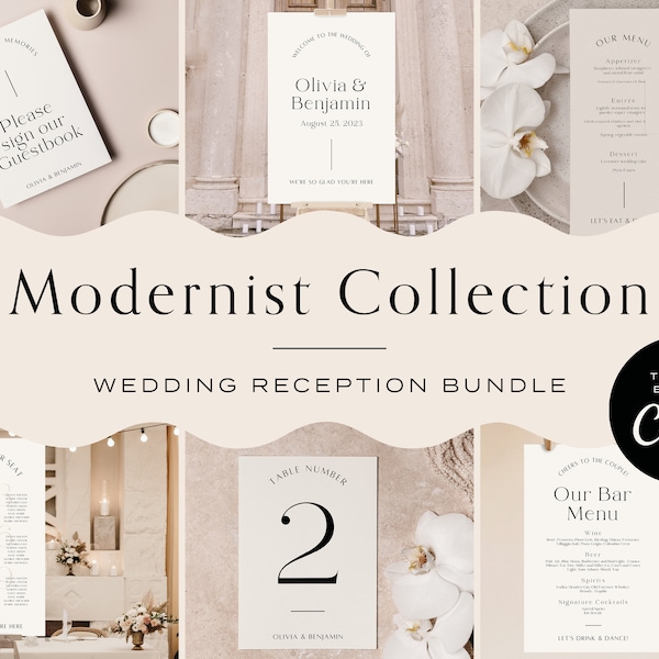 Wedding Template Bundle Canva, Modern Minimalistic, Wedding Kit, Wedding Bundle, Printable, Canva Template INSTANT DOWNLOAD "Modernist"