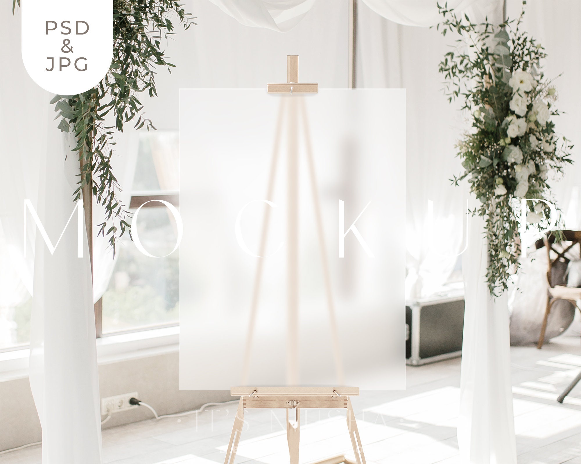 Rose Gold Easel for Wedding Sign, Lightweight Easel Picture Stand