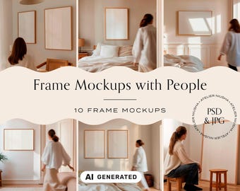 Minimalist Scandi Frame Mockup Bundle, Midcentury Interior (DIN Ratio)