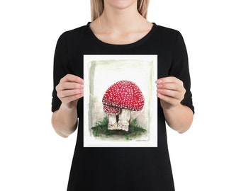 Snuggle Mushrooms matte poster print