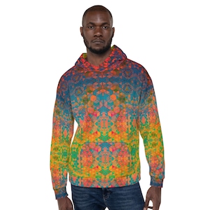 Bright Rainbow Honeycomb Pullover Hoodie