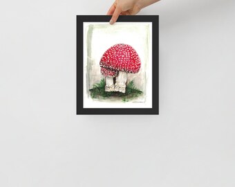 Snuggle Mushrooms Framed art print
