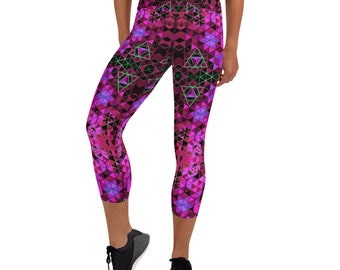 Pink & Purple Honeycomb Yoga Capri Leggings