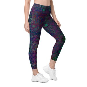 Purple/Green Honeycomb Leggings WITH POCKETS