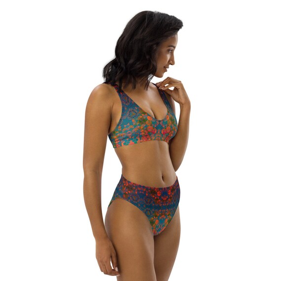 Pastel Rainbow Honeycomb High waisted Bikini SET Etsy Canada