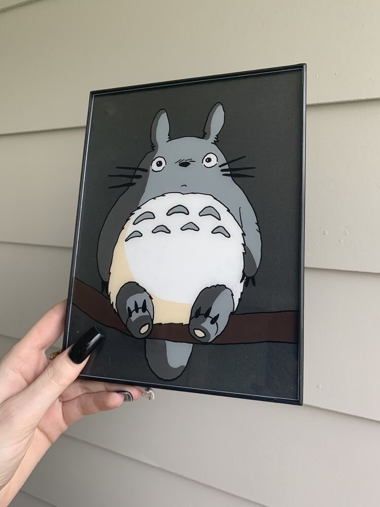 Totoro Glass Painting My Neighbor Totoro Painting Anime Etsy