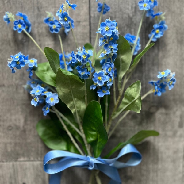 PRÉ-COMMANDE ! Lot de 3 fleurs de Myosotis en soie bleues, fleurs en soie, décoration de la maison, fleurs pour vase