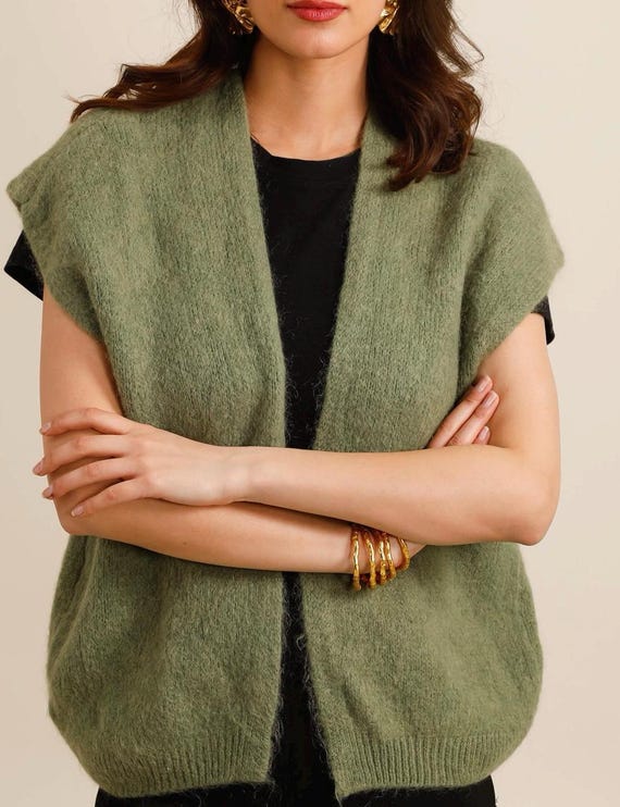 Sleeveless Mohair Cardigan 8colours