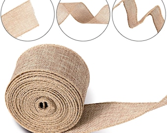 Country Hessian Faux Burlap Wired Jute Ribbon 25/38/50 mm Wedding Home Decor Gift Wrap