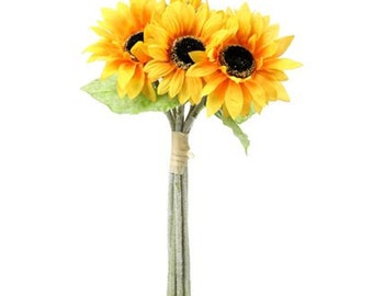 40cm yellow sunflower bunch 7 wire Stems Bundle of Sunflowers bunch of sunflower , cake topper, sunflower bouquet, flowers for any occasion