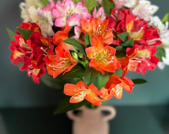 Artificial Alstroemeria Spray: Trumpet Flowers, 45cm Stem