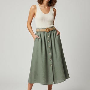Gonna Lunga Maxi In Tessuto Intrecciato Con Cintura - Faded Glory, Taglia XL (16-18), Verde - Foto 4
