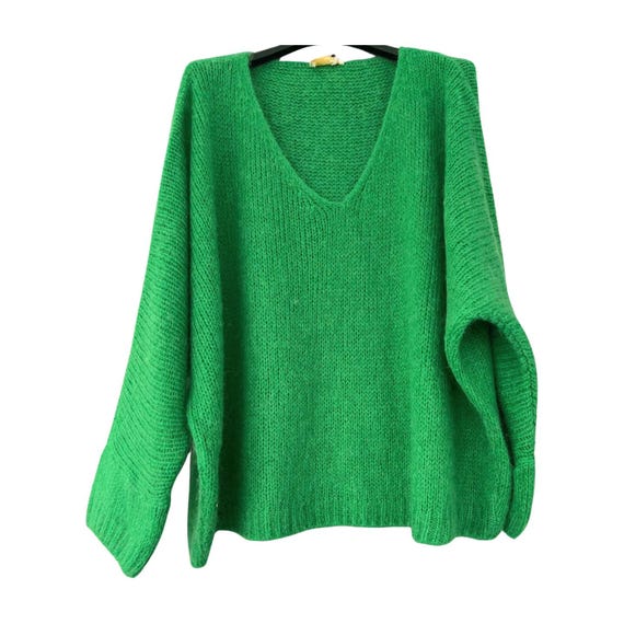 Pull Mohair Pull Oversize Vert Pull Vert En Mohair Mélangé Pull