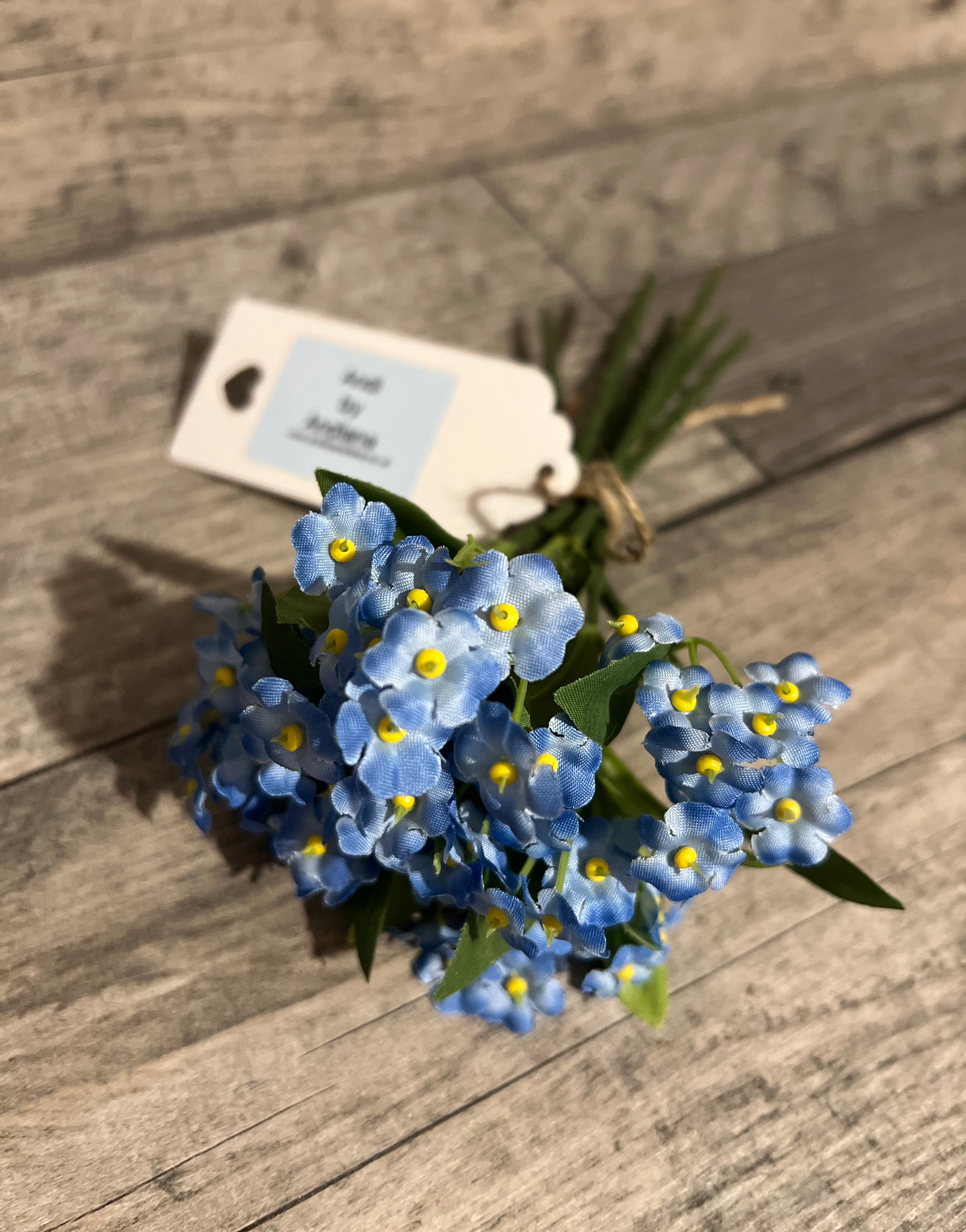 Blue Forget Me Not Artificial Flower Bunch: 7 Stems, 17cm Posies
