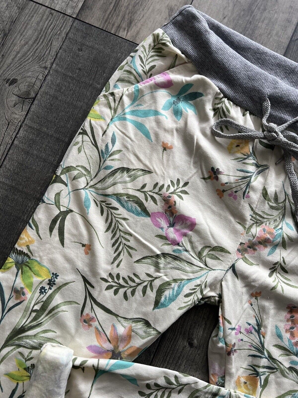 Womens Lagenlook Italian Floral Print Ladies Casual Cotton Jogger Style Trouser Etsy Ireland