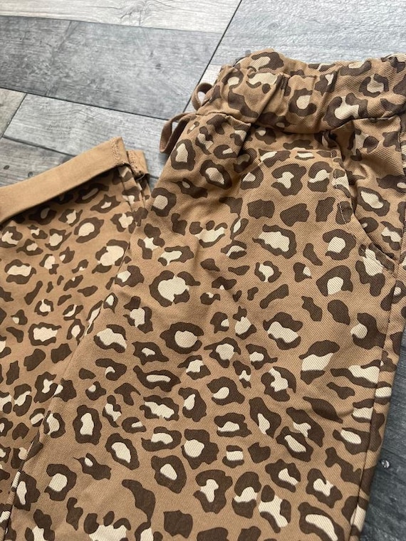 Animal Print Magic Pants Leopard Print Drawstring Trousers Magic Stretchy Trouser Camel Mocha Khaki Beige Navy Grey Pants Etsy UK