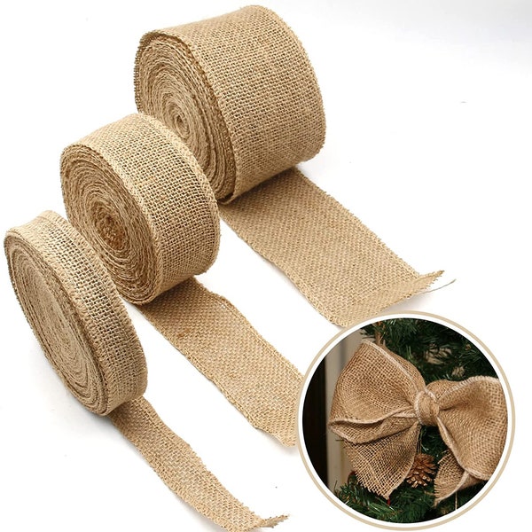 2 cm/2,5 cm/3,2 cm/5 cm/7 cm/8 cm/10 cm/15 cm/30 cm toile de jute naturelle câblée ruban de jute ruban de jute artisanal ruban rustique ruban de jute ruban naturel