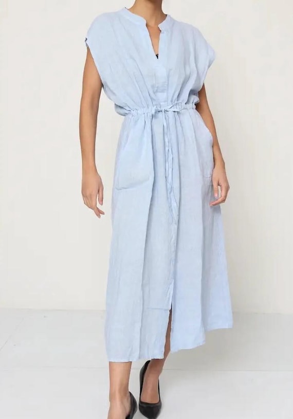 linen dress 3/4 sleeve 3/4 sleeve linen tunic dress 0010 – Xiaolizi
