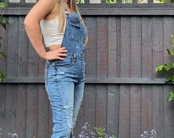 Damen Latzjeans Jeans Hose Latzhose Overall Träger Röhrenjeans Stretch