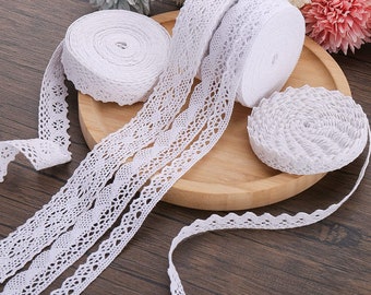 Vintage Lace Ribbon white Lace Ribbon Cotton Decorative Ribbon Lace Trimming for Sewing Crafts Wedding Decoration Gift Box