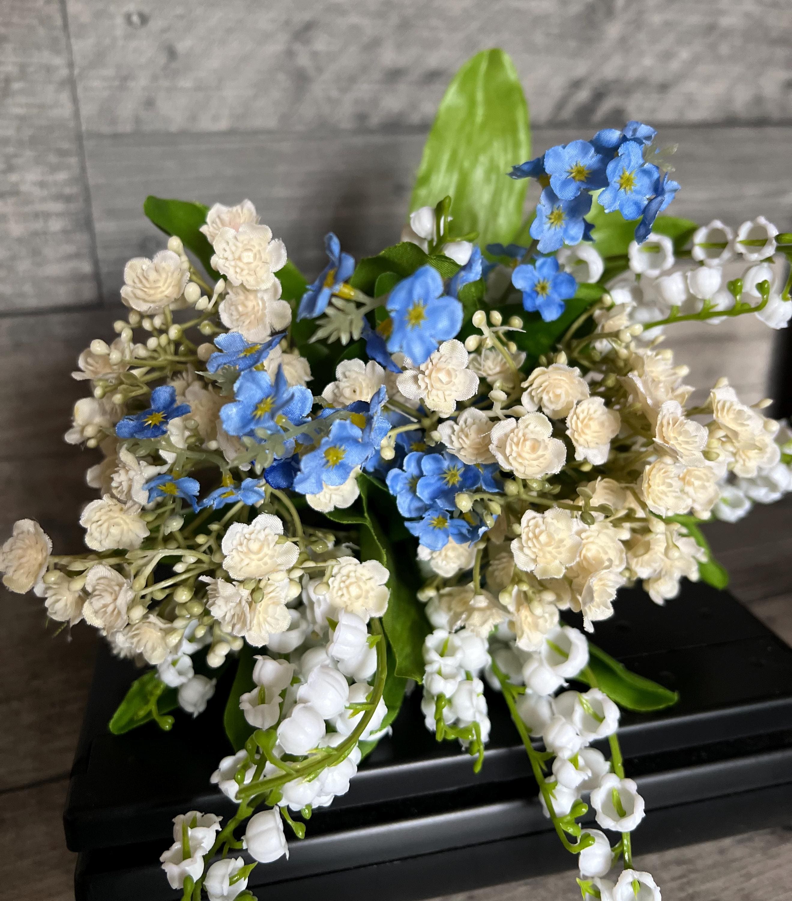 Figurine Fleur Myosotis En Cristal - Décoration Bleue - Cadeau Romantique - 7x9cm - 225g