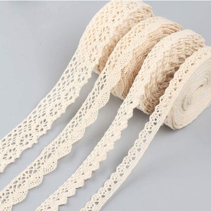 Vintage Spitzenband Beige Spitzenband Baumwolle Dekoratives Band Spitzenbesatz für Nähen Basteln Hochzeit Dekoration Geschenkbox