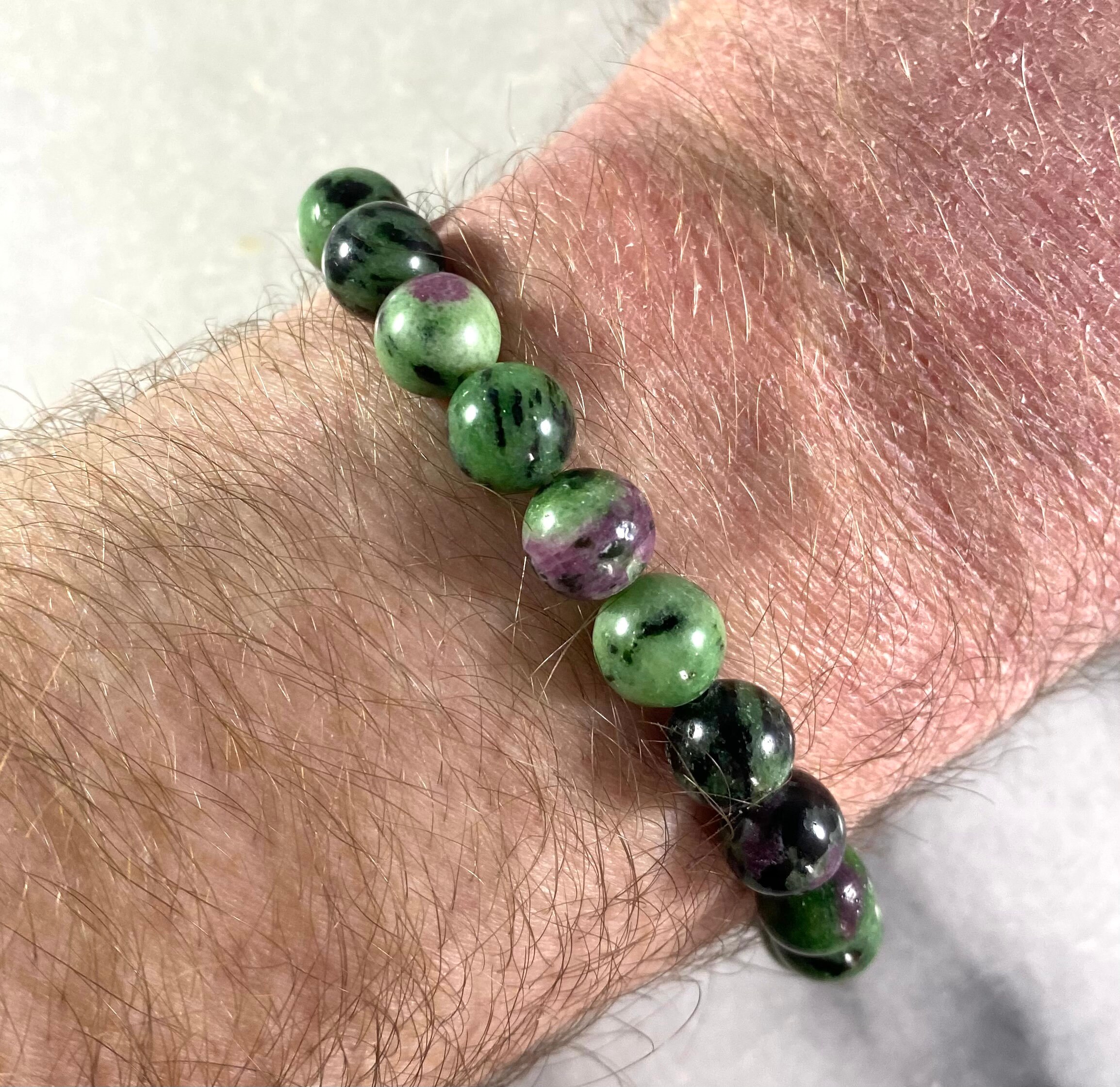 Ruby Zoisite bracelet gemstone stretch bracelet Ruby Zoisite Etsy