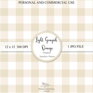 Light Grayish Orange Gingham Seamless Pattern/Boho/ Neutral /Commercial Use / Scrapbook Supply /Printable / Instant Download
