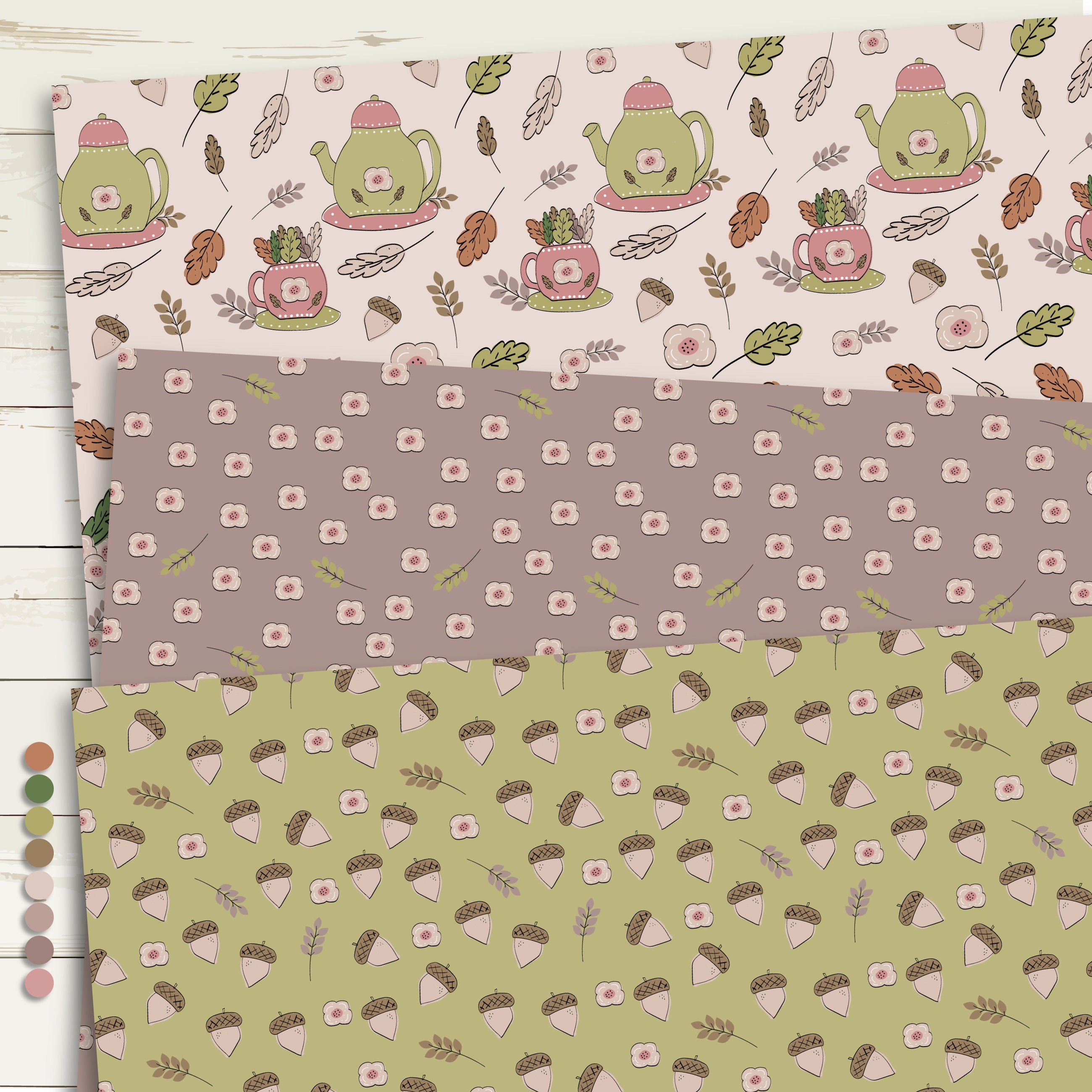 Fall Tea Digital Paper Set/Digital Paper/Printable/Hand Drawn/Digital ...