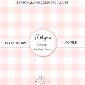 Mistyrose Gingham Seamless Pattern/ Boho/ Neutral /for Commercial Use & Personal use/Scrapbook Supply /Printable / Instant Download