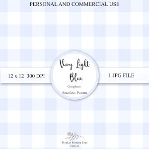 Very Light Blue Gingham Seamless Pattern/ Boho/ Neutral / Commercial Use / Scrapbook Supply /Printable / Instant Download