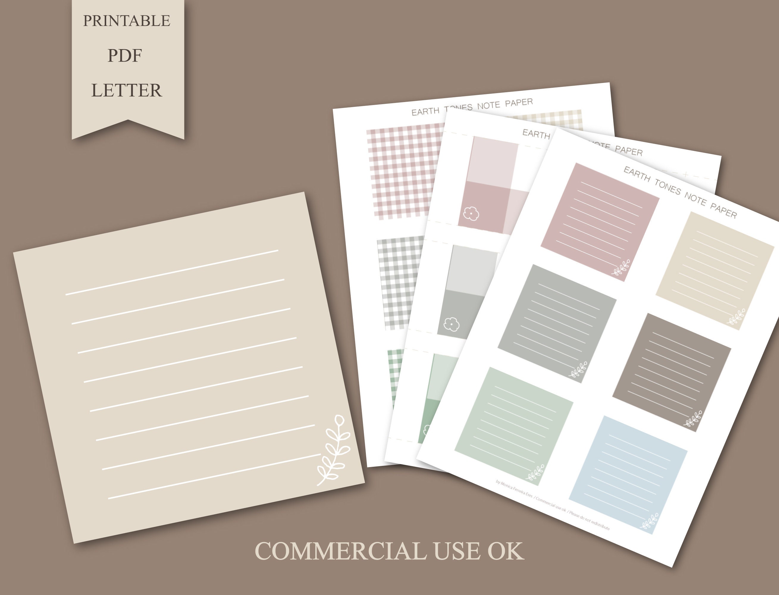 Earthy Sticky Notes Earth Tones Note Paper / Sticky Note / Printable/ instant Download ...