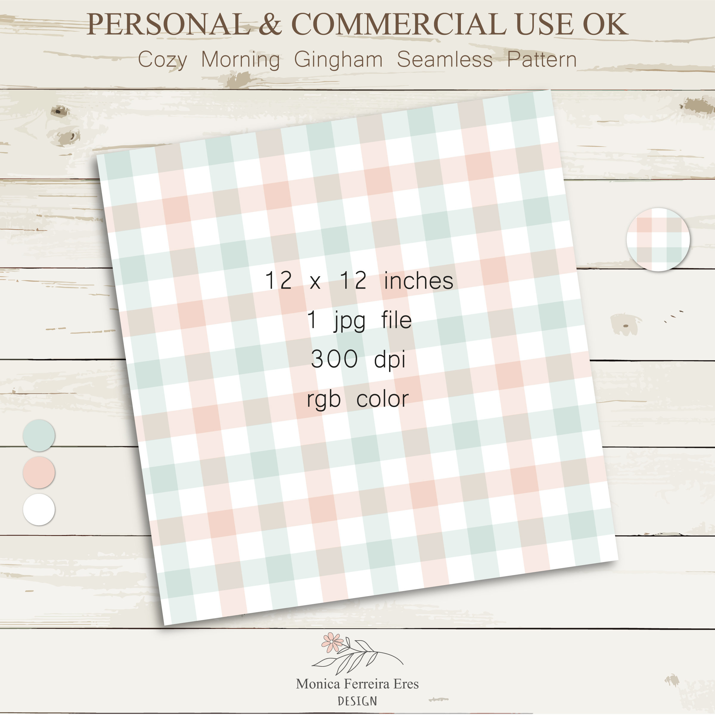 Cozy Morning Gingham Seamless Pattern / Boho/ Pastel Tones/ Commercial ...