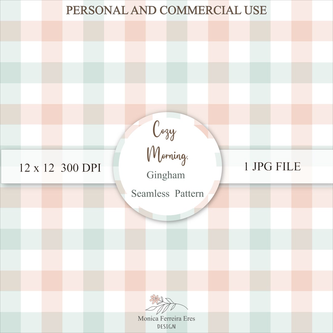 Cozy Morning Gingham Seamless Pattern / Boho/ Pastel Tones/ Commercial ...