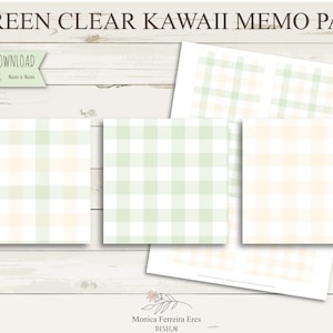 Puede incluir: Bloc de notas imprimible de cuadros vichy verde y crema con cuadrados de 8 cm x 8 cm. Descarga instantánea del archivo PDF.