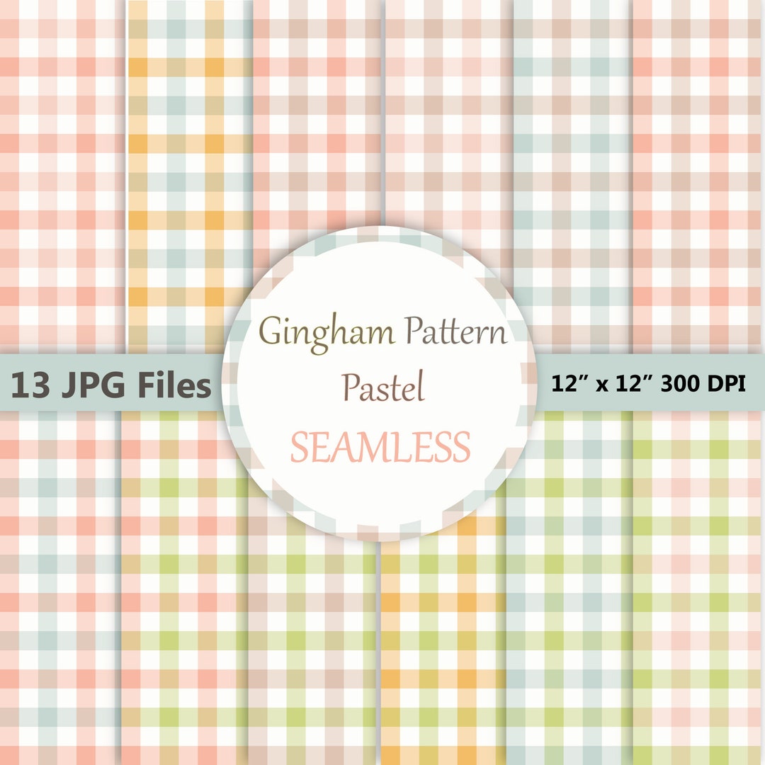 Gingham Pattern Pastel / Seamless / Digital Paper Set / Printable - Etsy