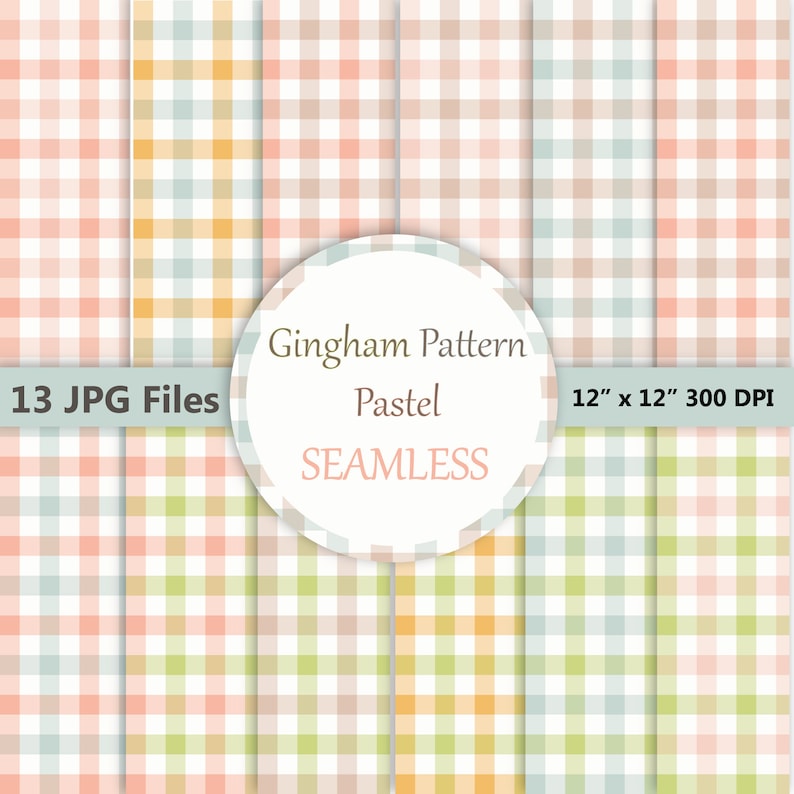 Gingham Pattern Pastel / Seamless / Digital Paper Set / Printable - Etsy