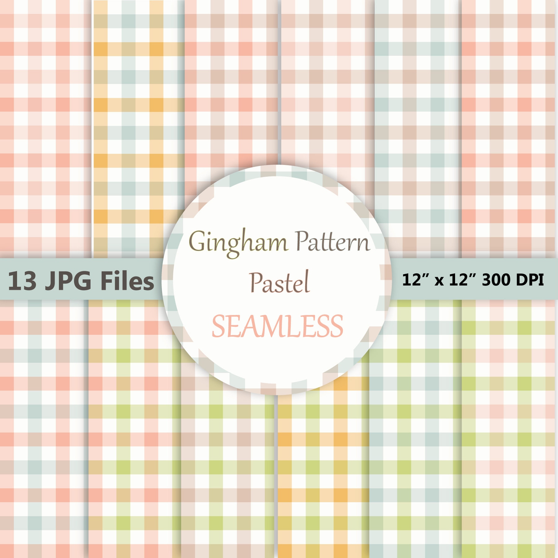 Gingham Pattern Pastel / Seamless / Digital Paper Set / Printable - Etsy