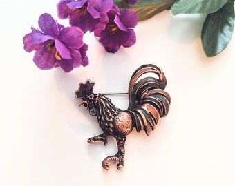 Vintage FAF Design Rooster Brooch - Cock Bird Brooch - Farm Animal Jewelry - Animal Brooch - Gift For Her