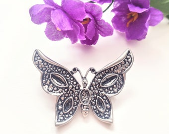 Broche papillon vintage en argent sterling - Broche insecte - Bijoux nature - Épingle papillon - Cadeau pour amoureux des papillons - Broche bohème