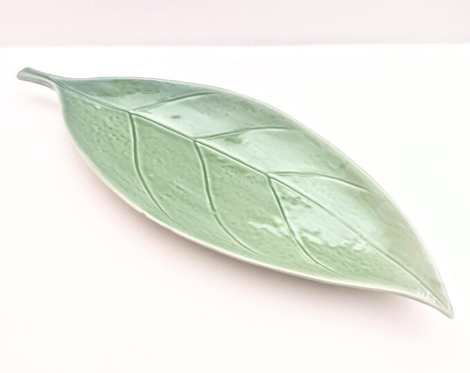 Vintage Ceramic Leaf Plate Green Leaf Dish Tableware Dishes Jewelry