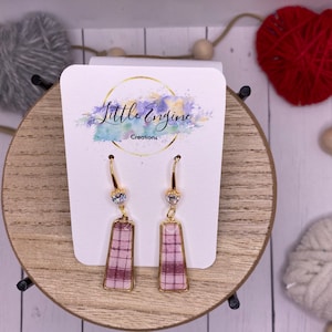Pink Plaid Drop Earrings | Valentines