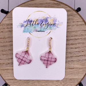 Pink Plaid Earrings | Clay Earrings