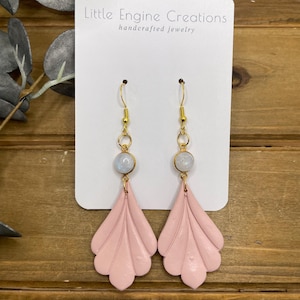 Modern Boho Flared Clay Earrings | Opalite Earrings