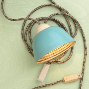 HYGGE-Licht Bambus-Türkis USB-Hängeleuchte (Campervan/Balkon/Terrasse/Zelt)